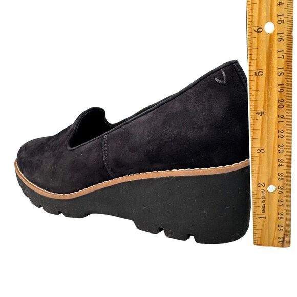 Vionic Wedge Suede Shoes Sz 10 Black Willa Leather Slip On Comfort Orthotic - Picture 8 of 11
